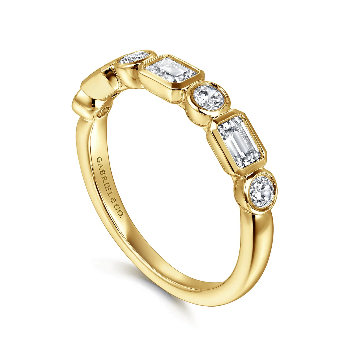 Diamond Anniversary Band with Emerald Cut and Round Diamonds