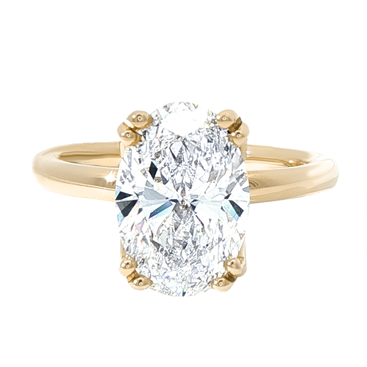 Oval Diamond Solitaire Engagement Ring in Yellow Gold, 3.03 cttw