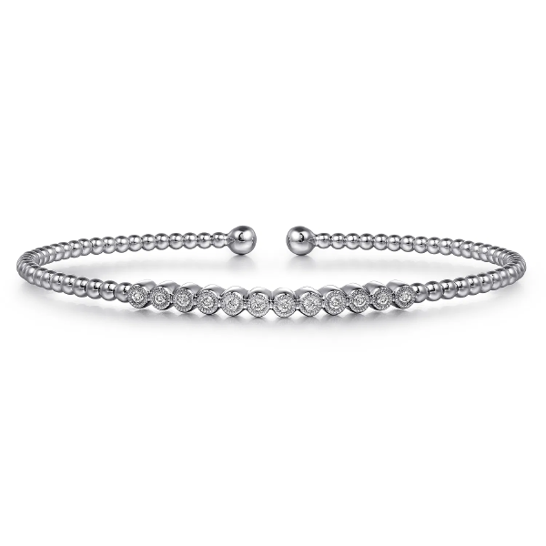 Bujukan Beaded White Gold Bezel-Set Diamond Bracelet