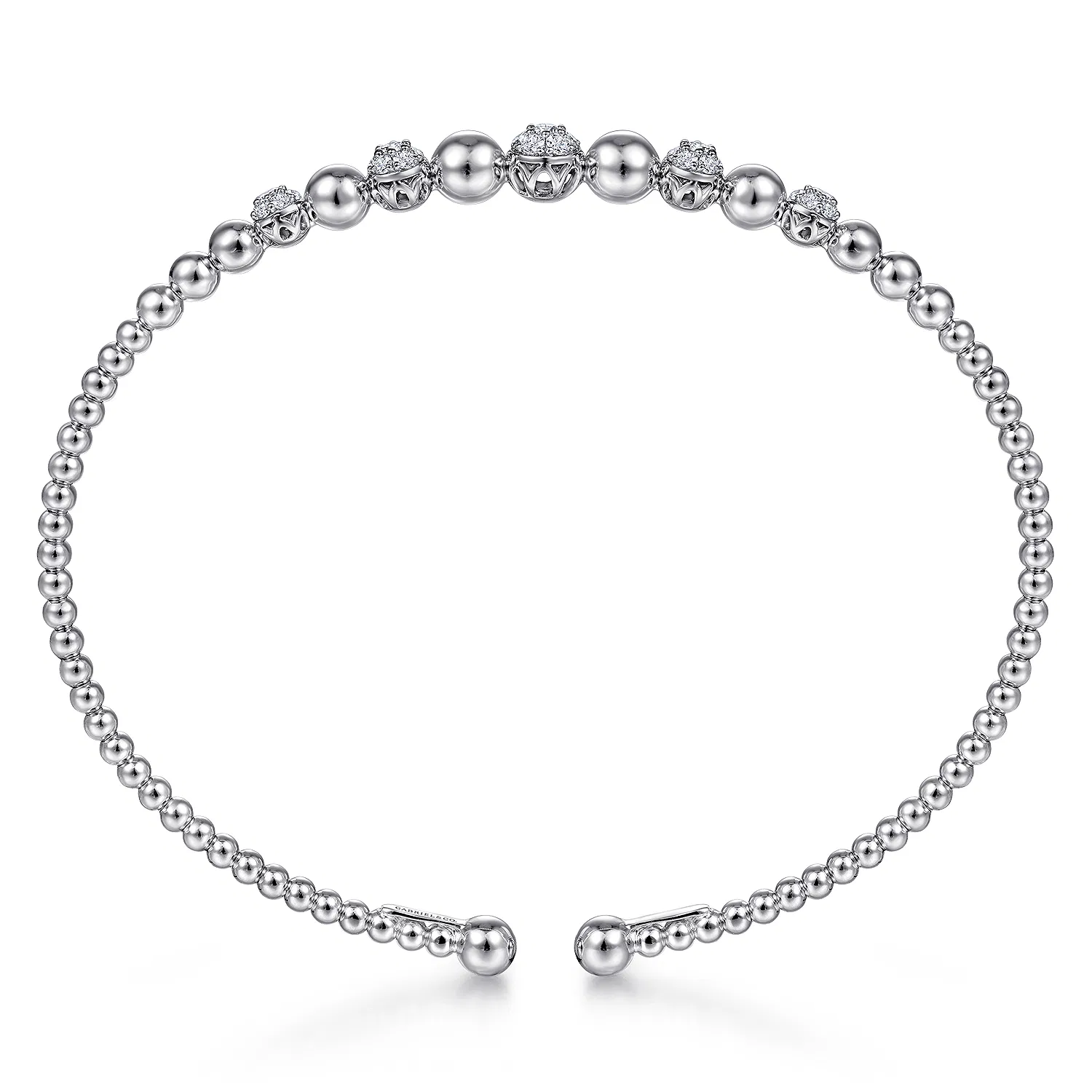 Bujukan Bead Cuff Bracelet with Pave Diamond Stations