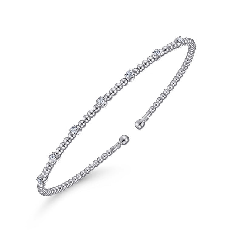 14K White Gold Bujukan Diamond Station Bangle