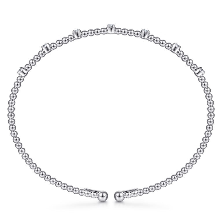 14K White Gold Bujukan Diamond Station Bangle