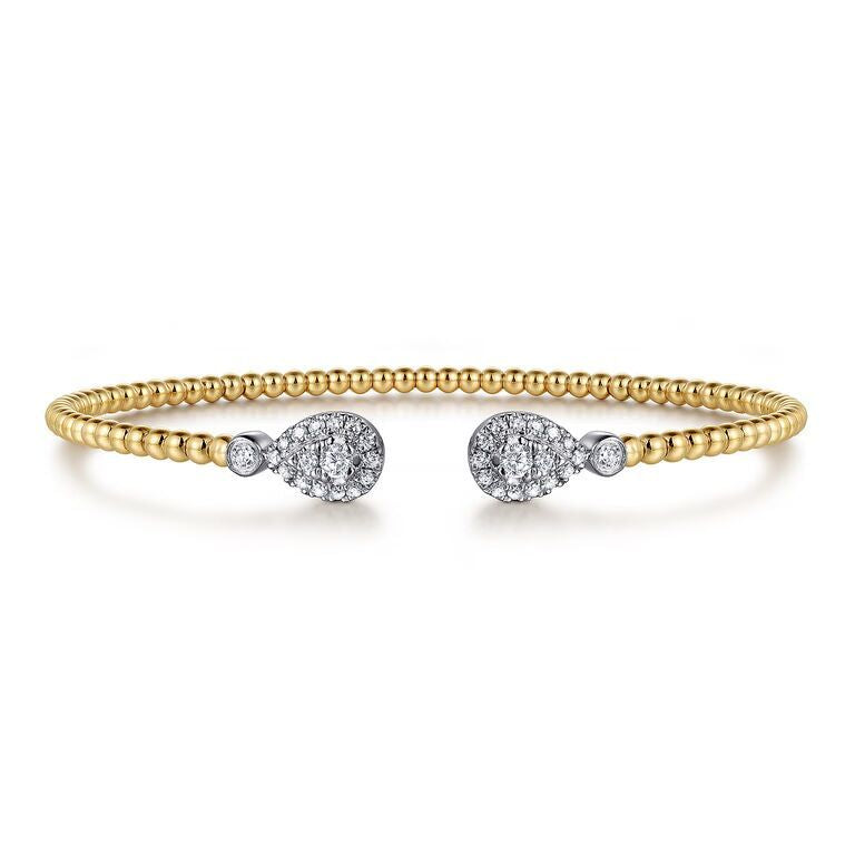 White & Yellow Gold Bujukan Diamond Teardrop Bangle Bracelet