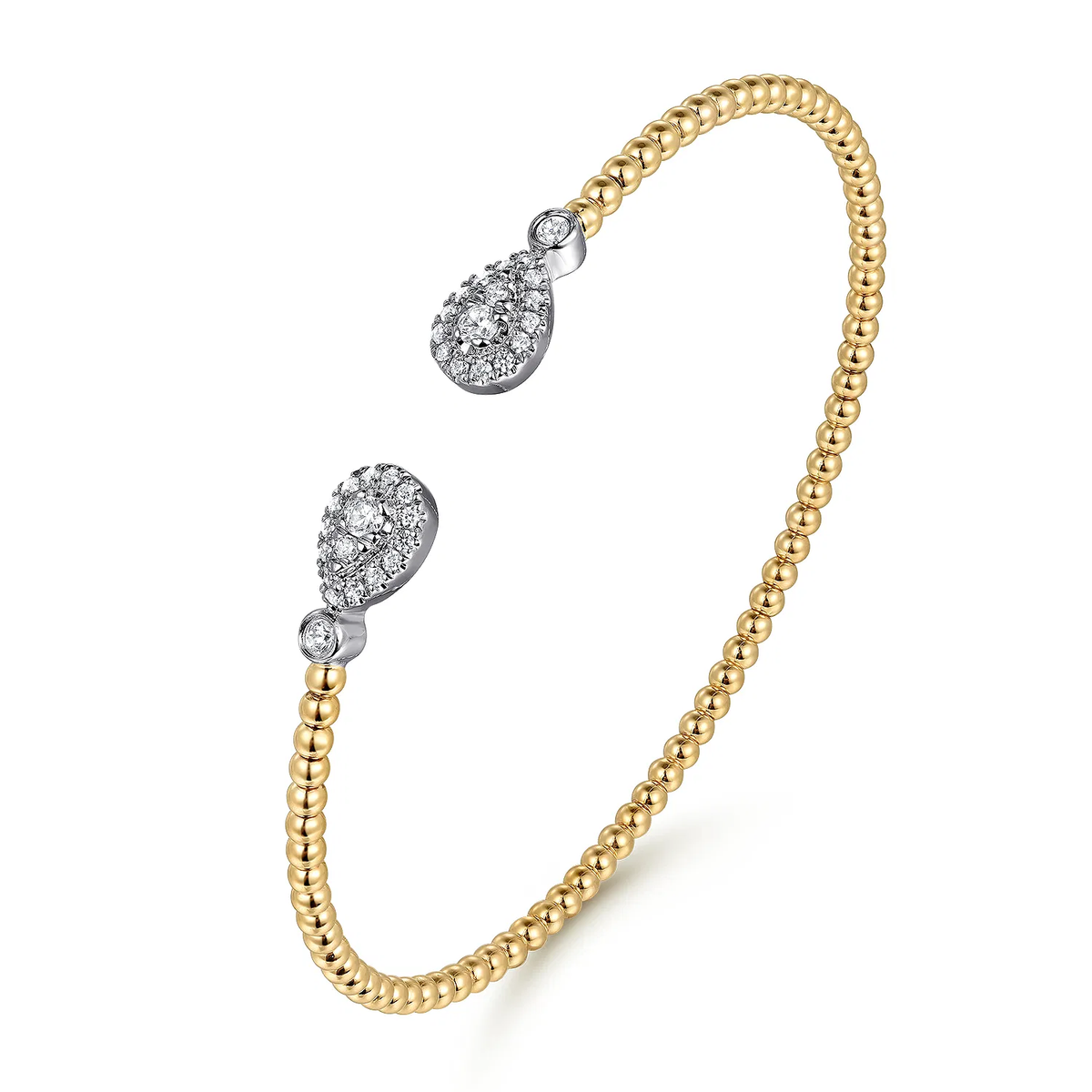 White & Yellow Gold Bujukan Diamond Teardrop Bangle Bracelet