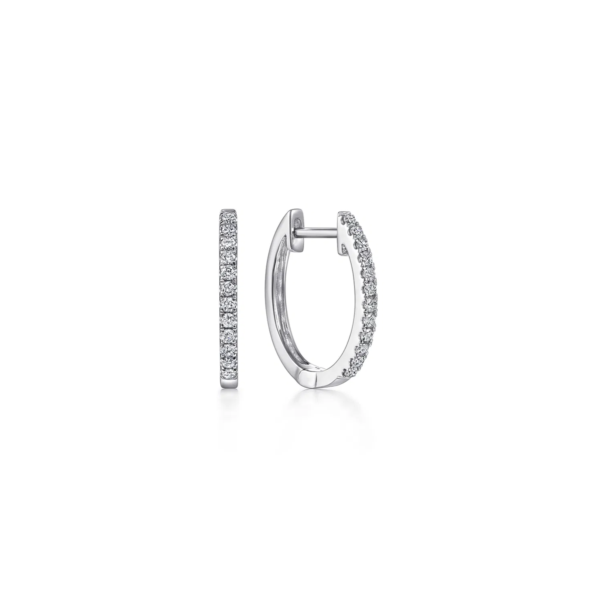 Diamond Huggie Hoop Earrings in White Gold, 0.18ctw