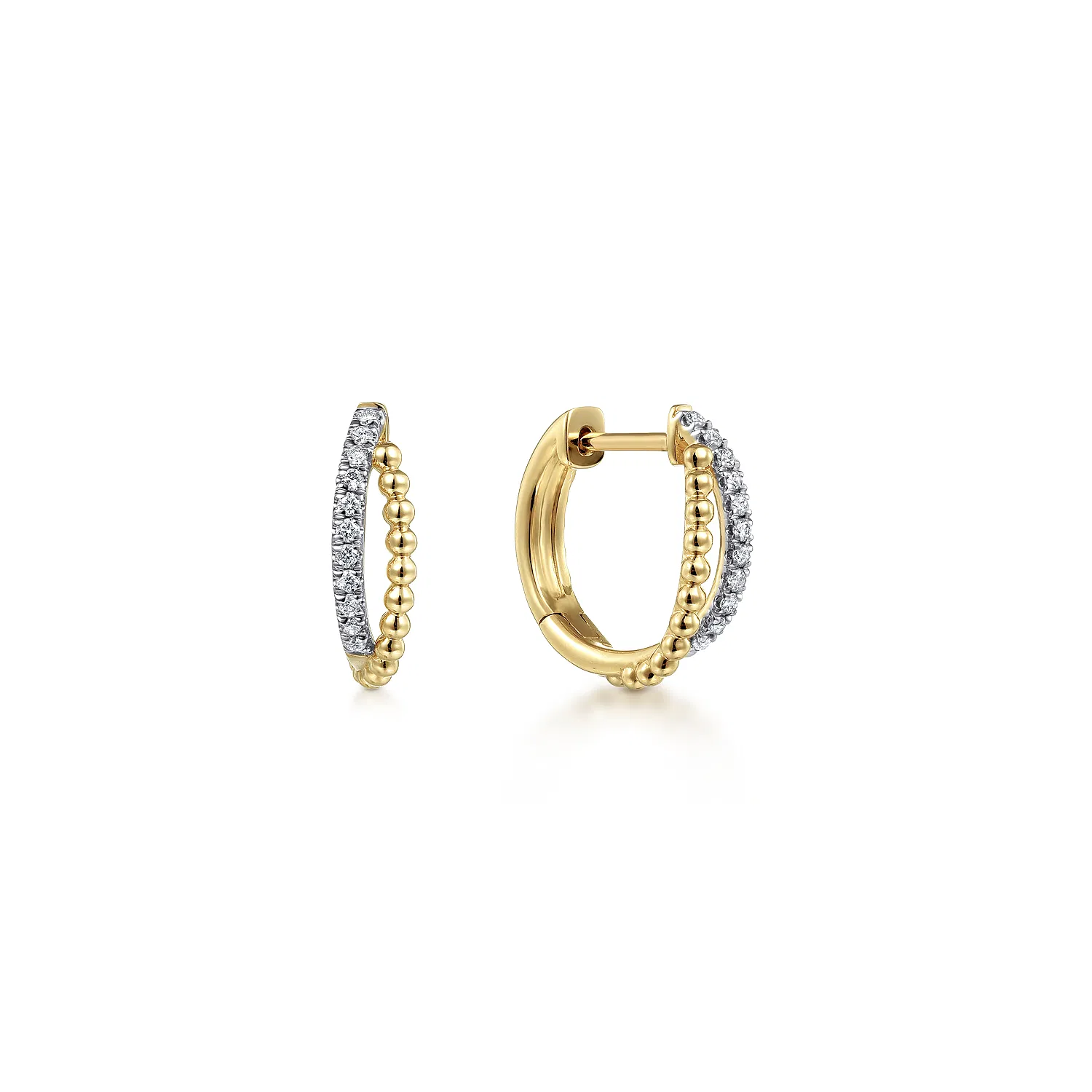 Diamond Crossover Beaded Diamond Huggie Hoop Earrings