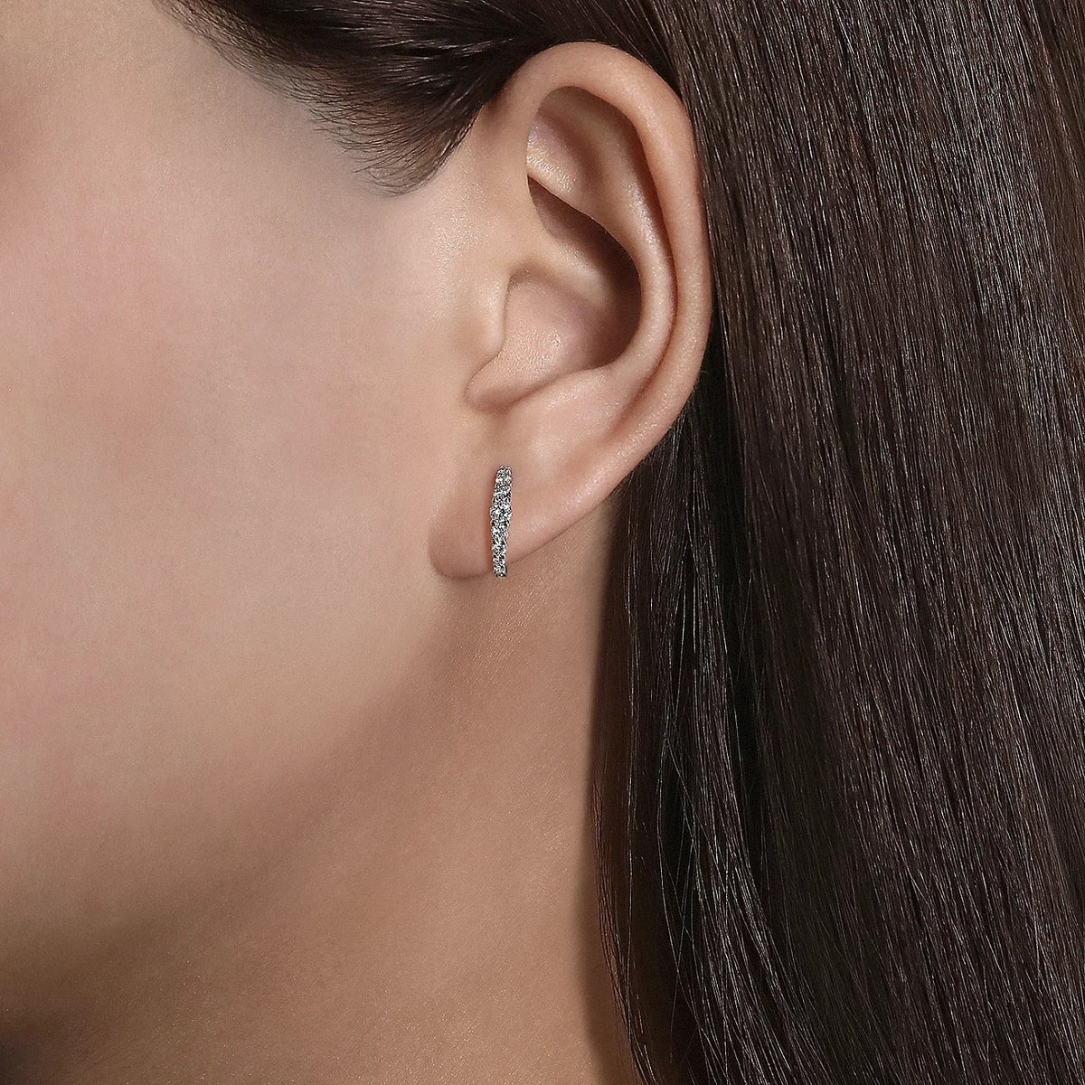 Diamond Huggie Earrings in White Gold, 0.50 cttw
