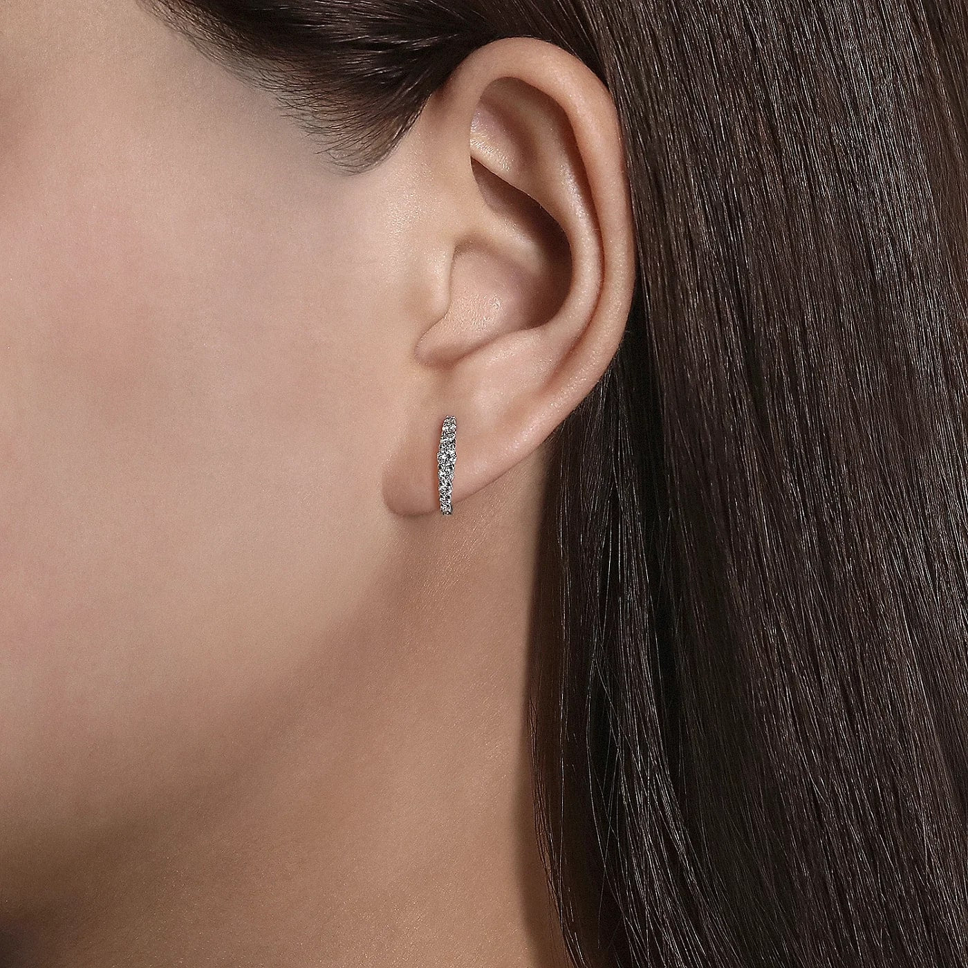Diamond Huggie Earrings in White Gold, 0.50 cttw