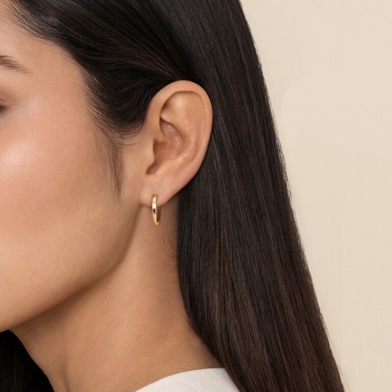 Huggie Hoop Earrings in 14k Yellow Gold, 14mm