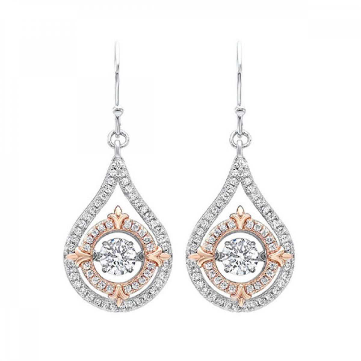 Rhthym of Love Double Halo Fleur-de-Lis Dangle Earrings