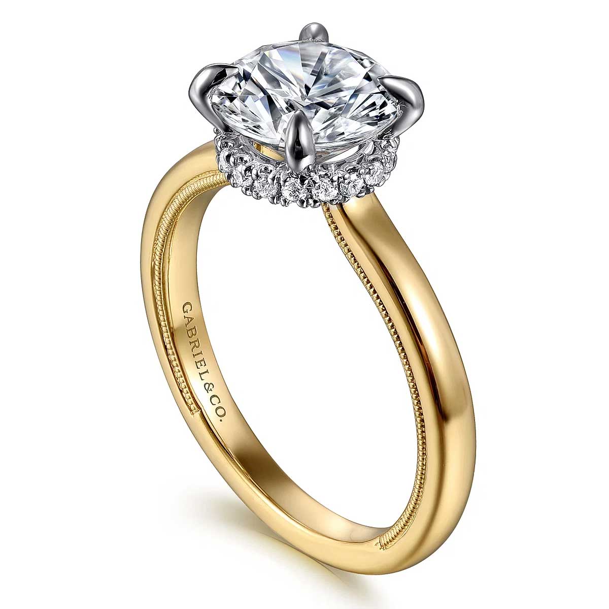 Sandi Round Diamond Engagement Ring Setting with Hidden Halo