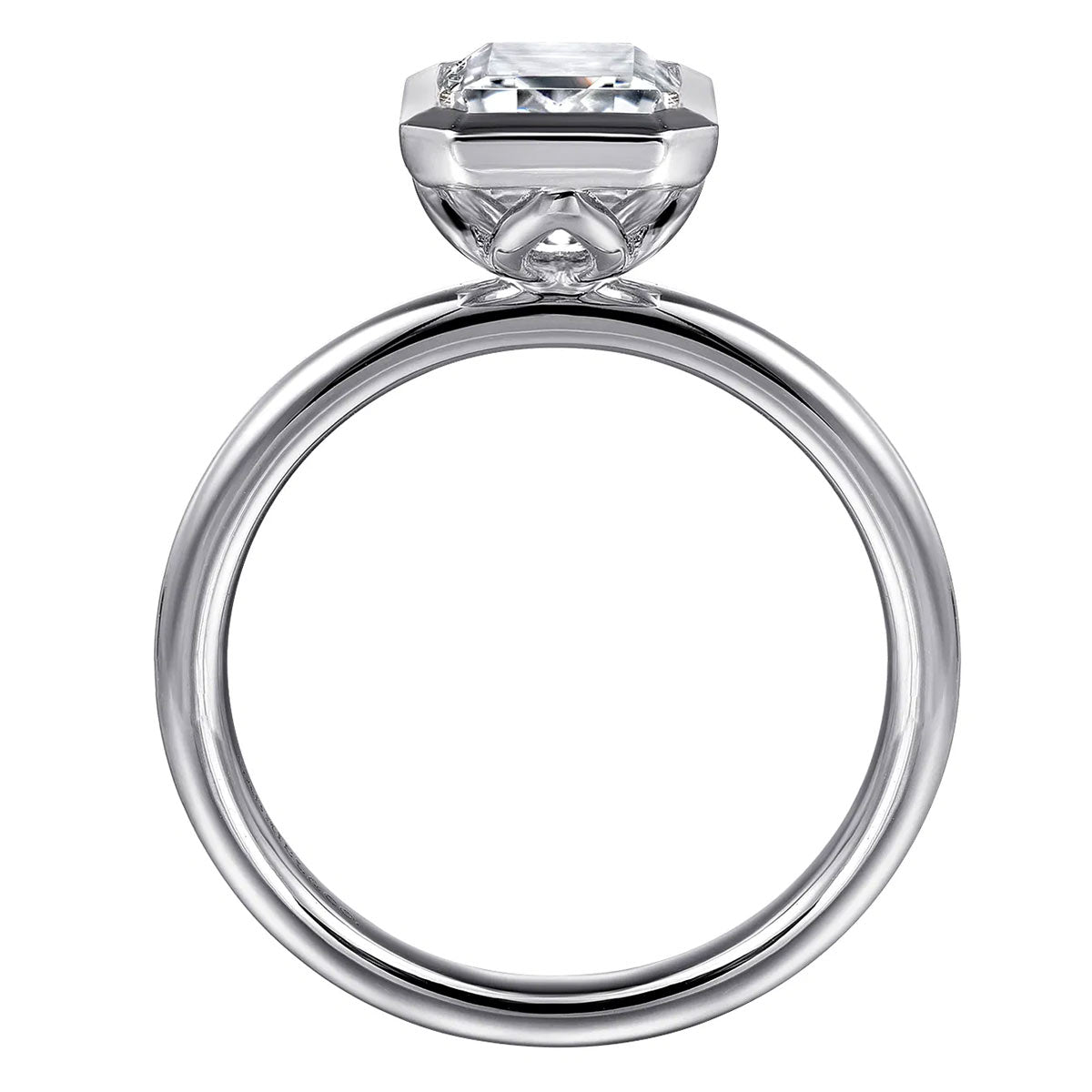 Linny Bezel-Set Emerald Cut Diamond Engagement Ring Setting