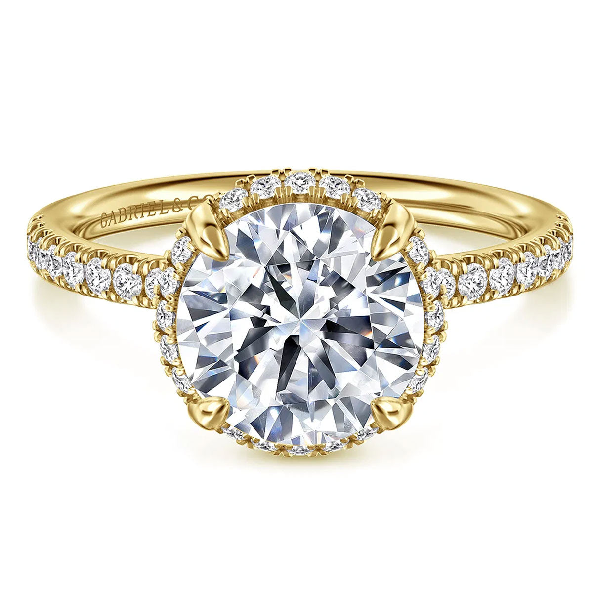 Suede Hidden Halo Round Diamond Engagement Ring Setting