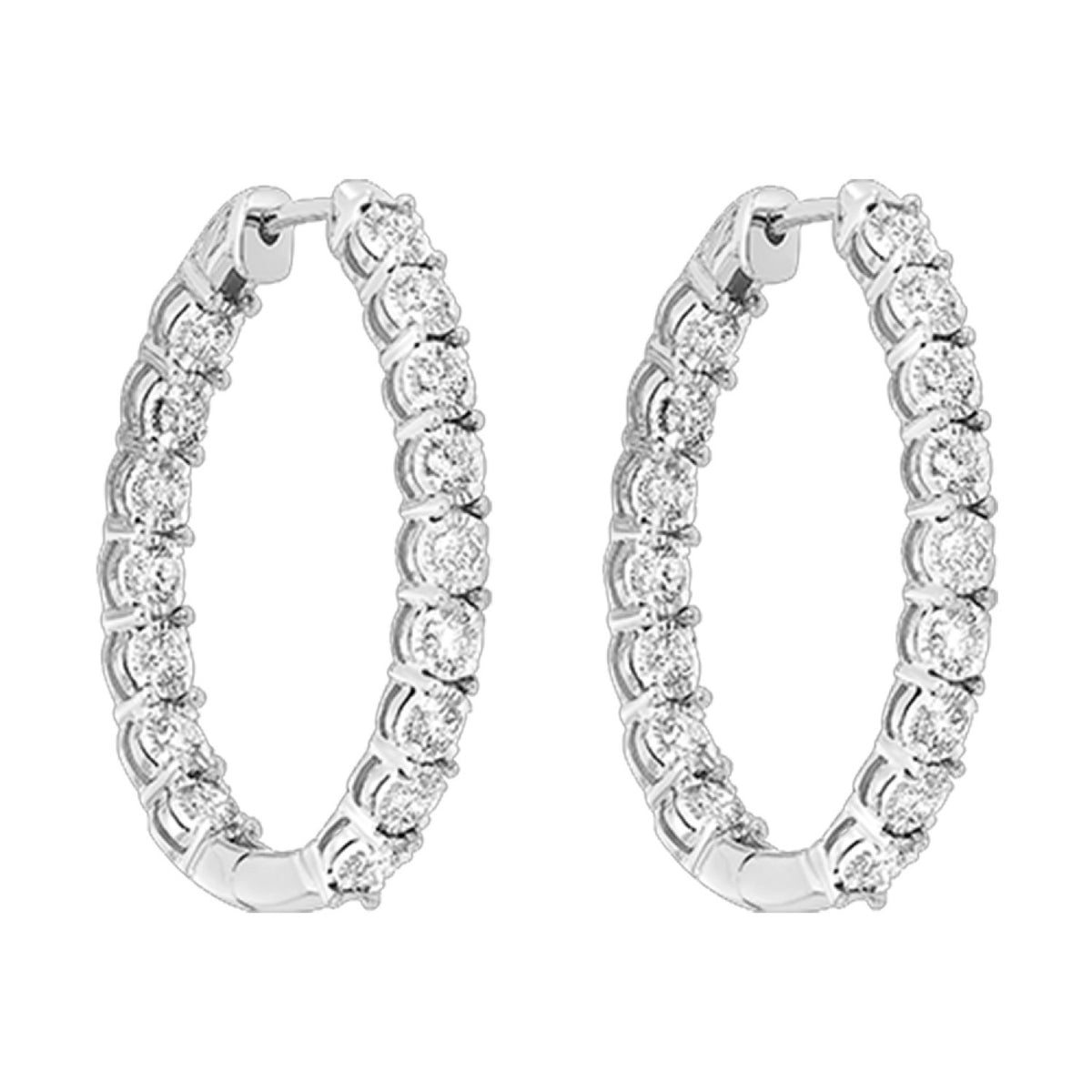Round Diamond Inside Out Hoop Earrings in White Gold, 0.50 cttw
