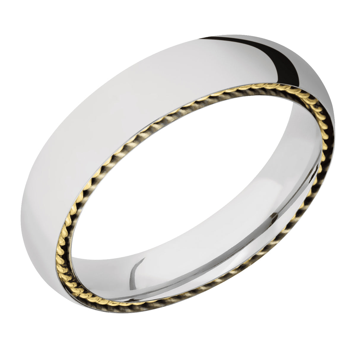 Men&#39;s 14K White Gold Band with Yellow Gold Braided Details