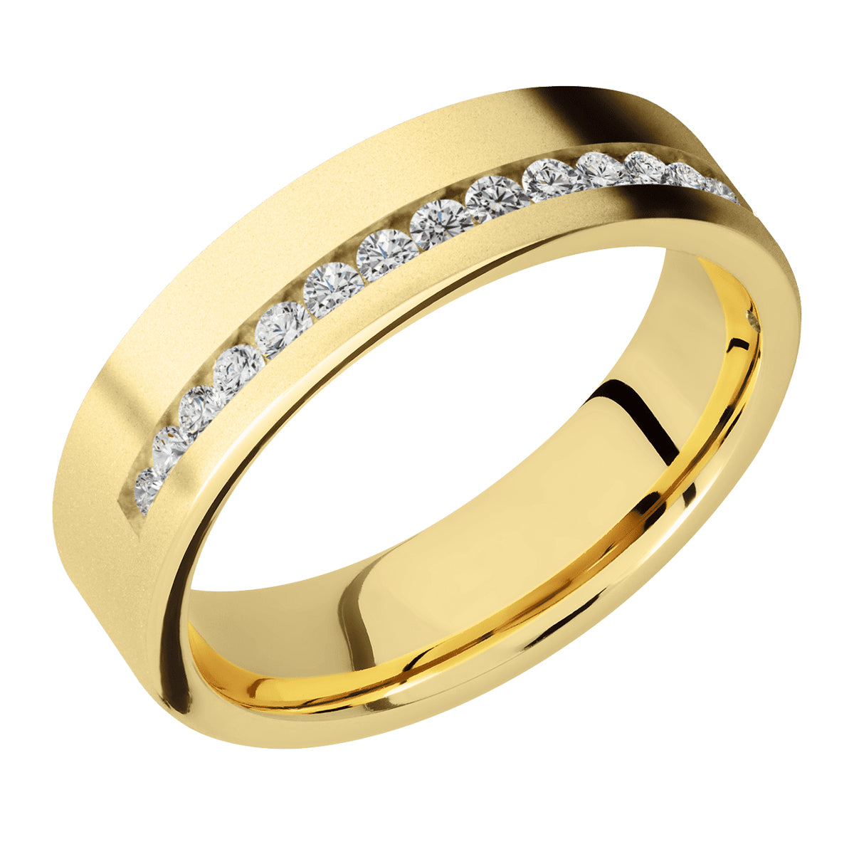 14k Yellow Gold Wedding Band with Lab Grown Diamonds, 6MM