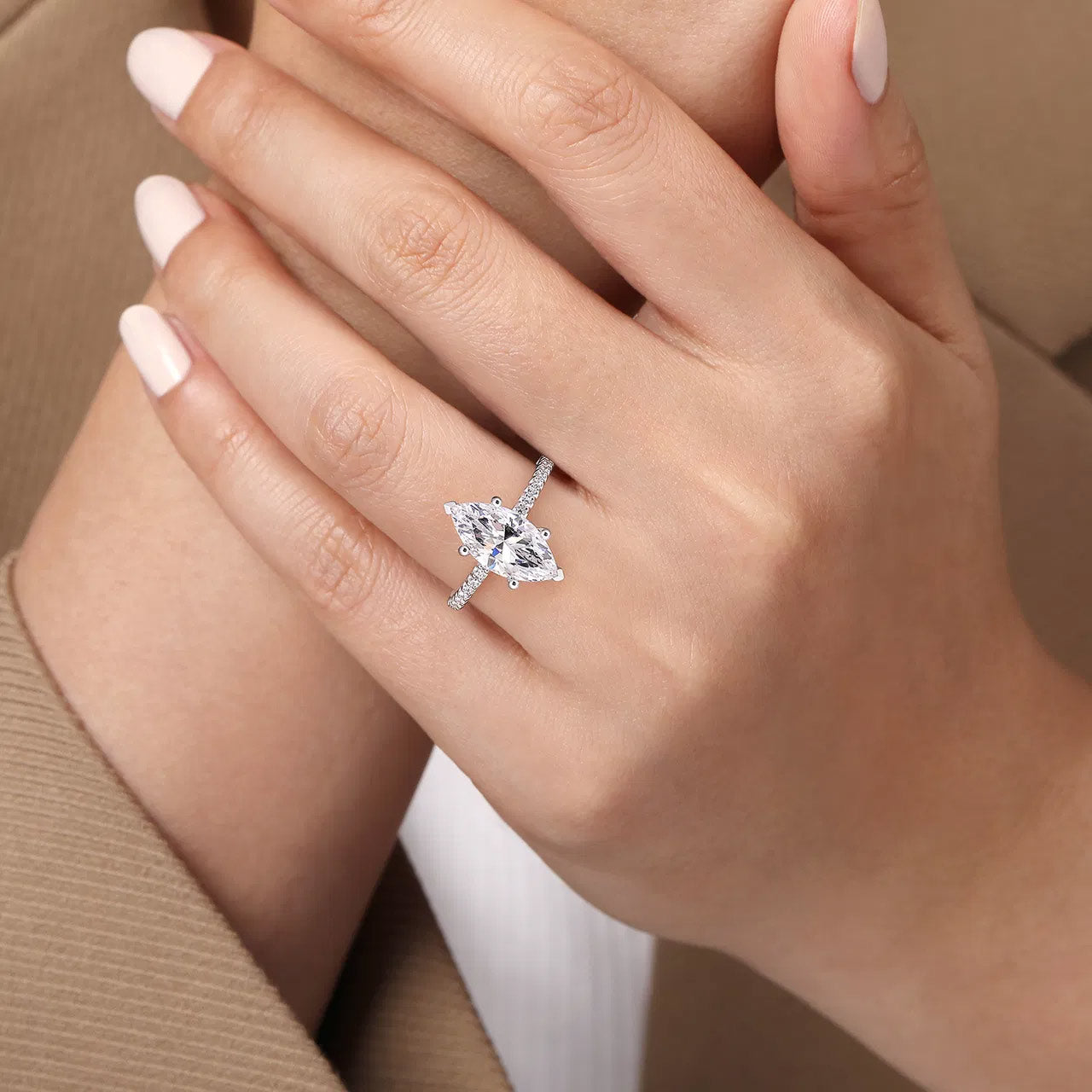 Amata Marquise Diamond Engagement Ring Setting