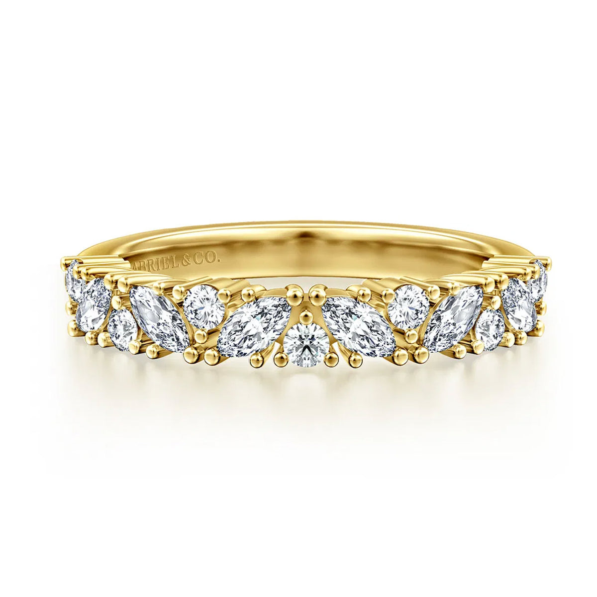 Marquise and Round Diamond Wedding or Anniversary Band, 0.60 ctw