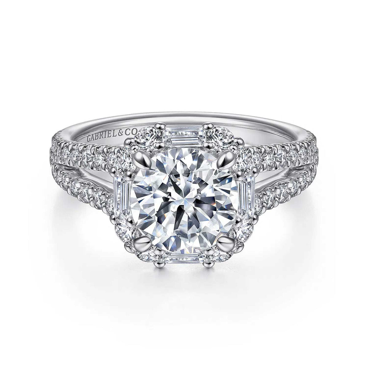 Rainier Cushion Halo Round Diamond Engagement Ring Setting