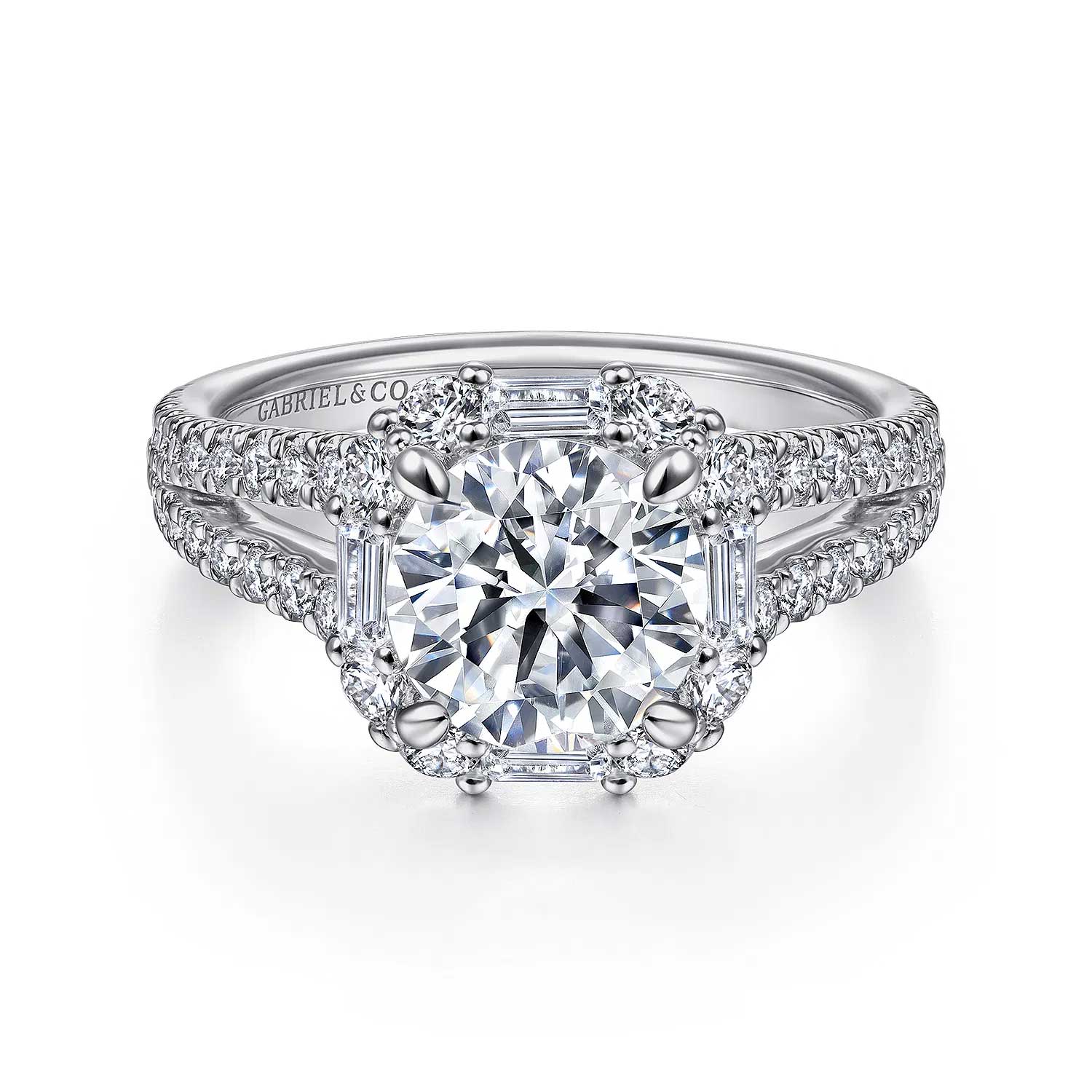 Rainier Cushion Halo Round Diamond Engagement Ring Setting