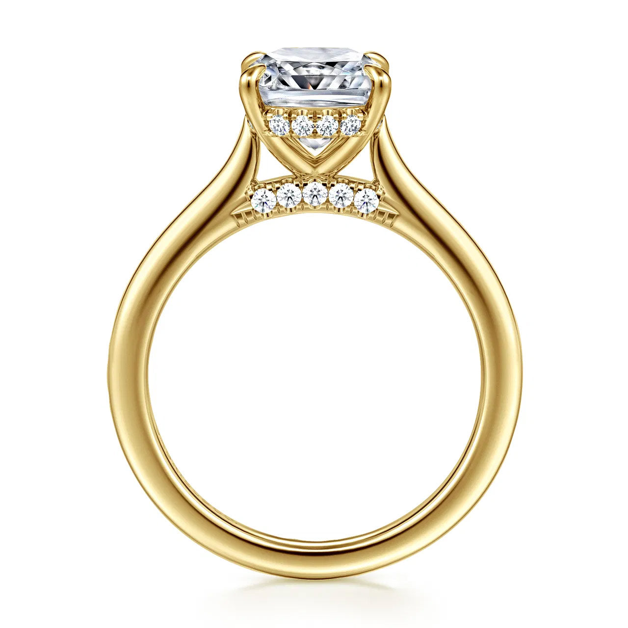 Ericka Elongated Cushion Cut Diamond Engagement Ring Setting with Hidden Halo