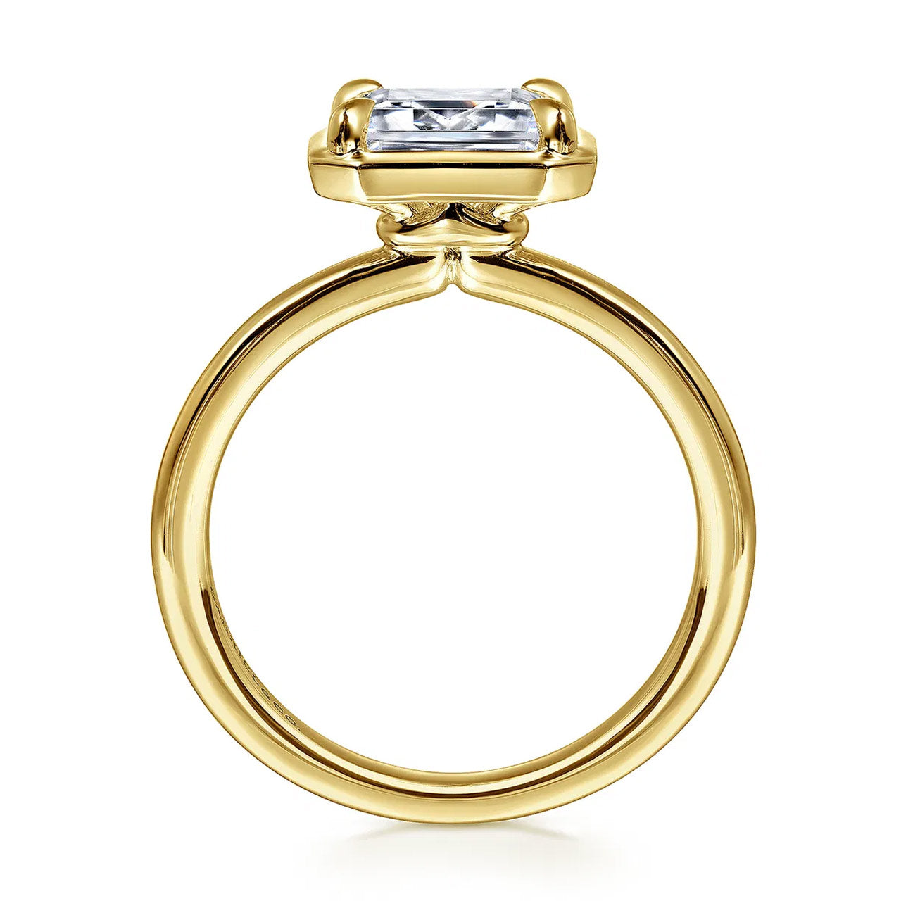 Linen Bezel-Set Emerald Cut Diamond Engagement Ring Setting