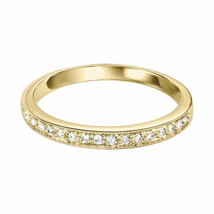 Diamond Stacking Band in Yellow Gold with Milgrain
