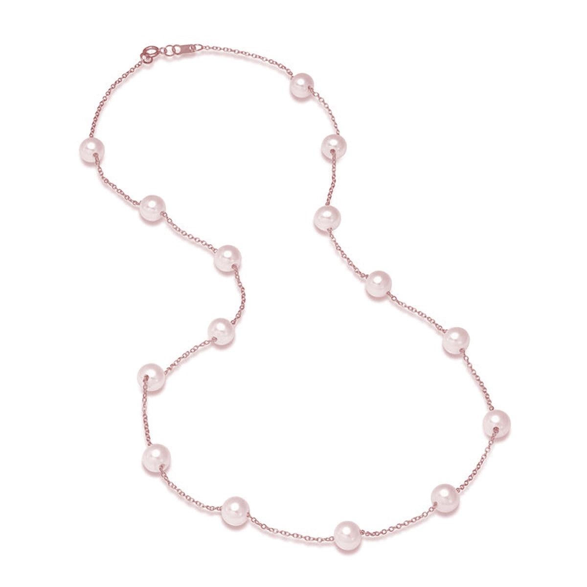 14k Pink Tin Cup Necklace with Pink Pearls