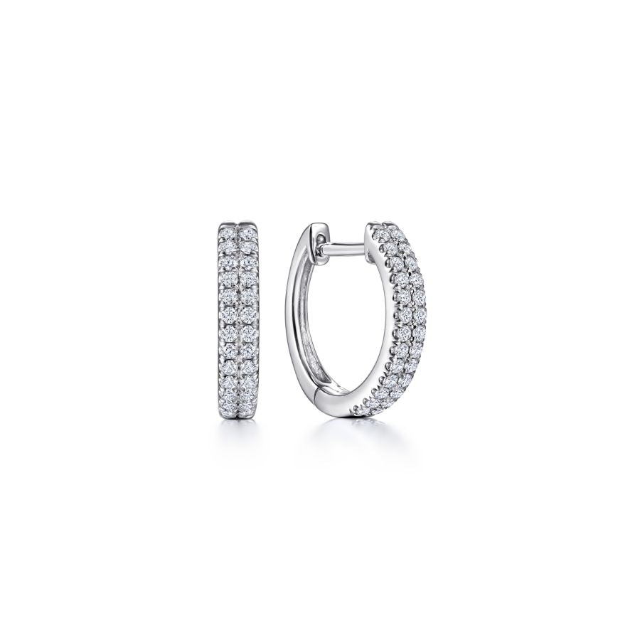Double Pave Diamond Row Huggie Earrings