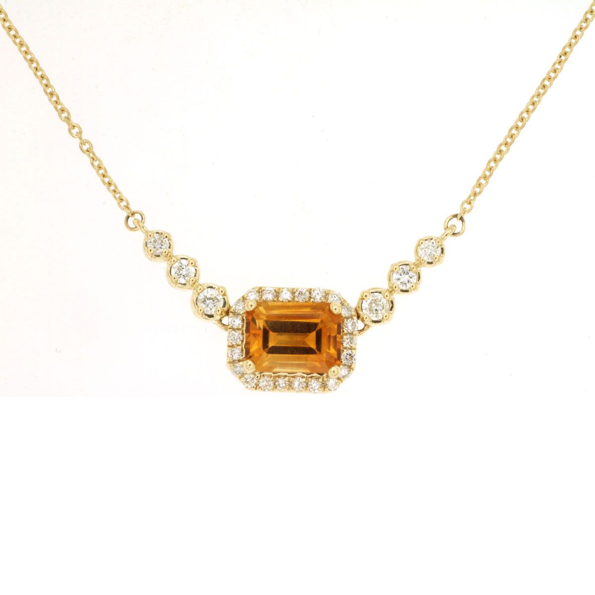 Citrine and Diamond Station Necklace