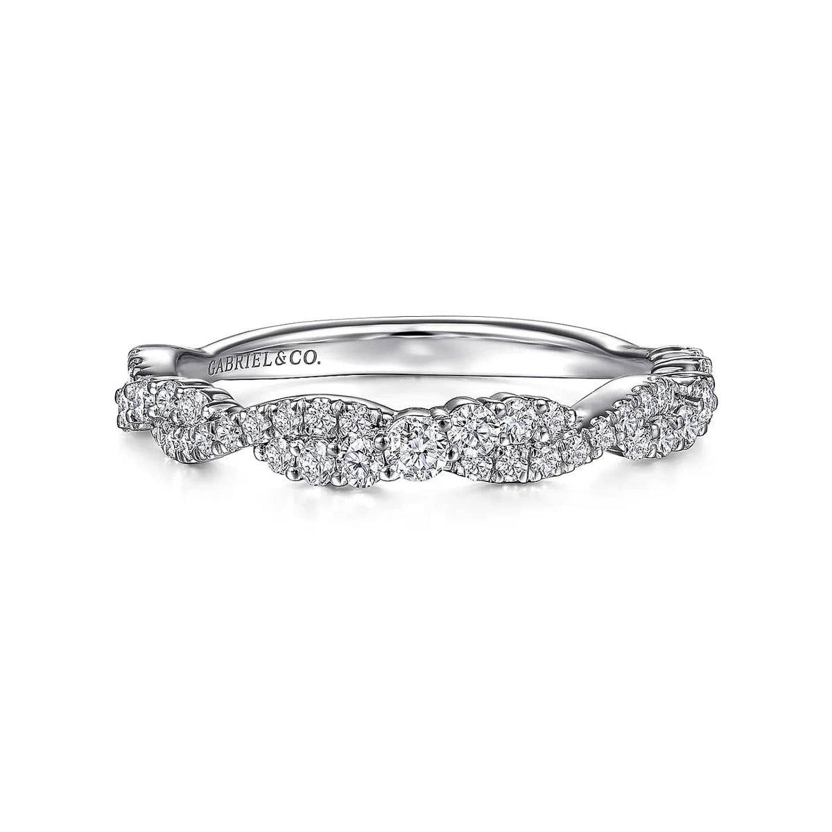 White Gold Diamond Twist Stackable Ring, 0.43 cttw