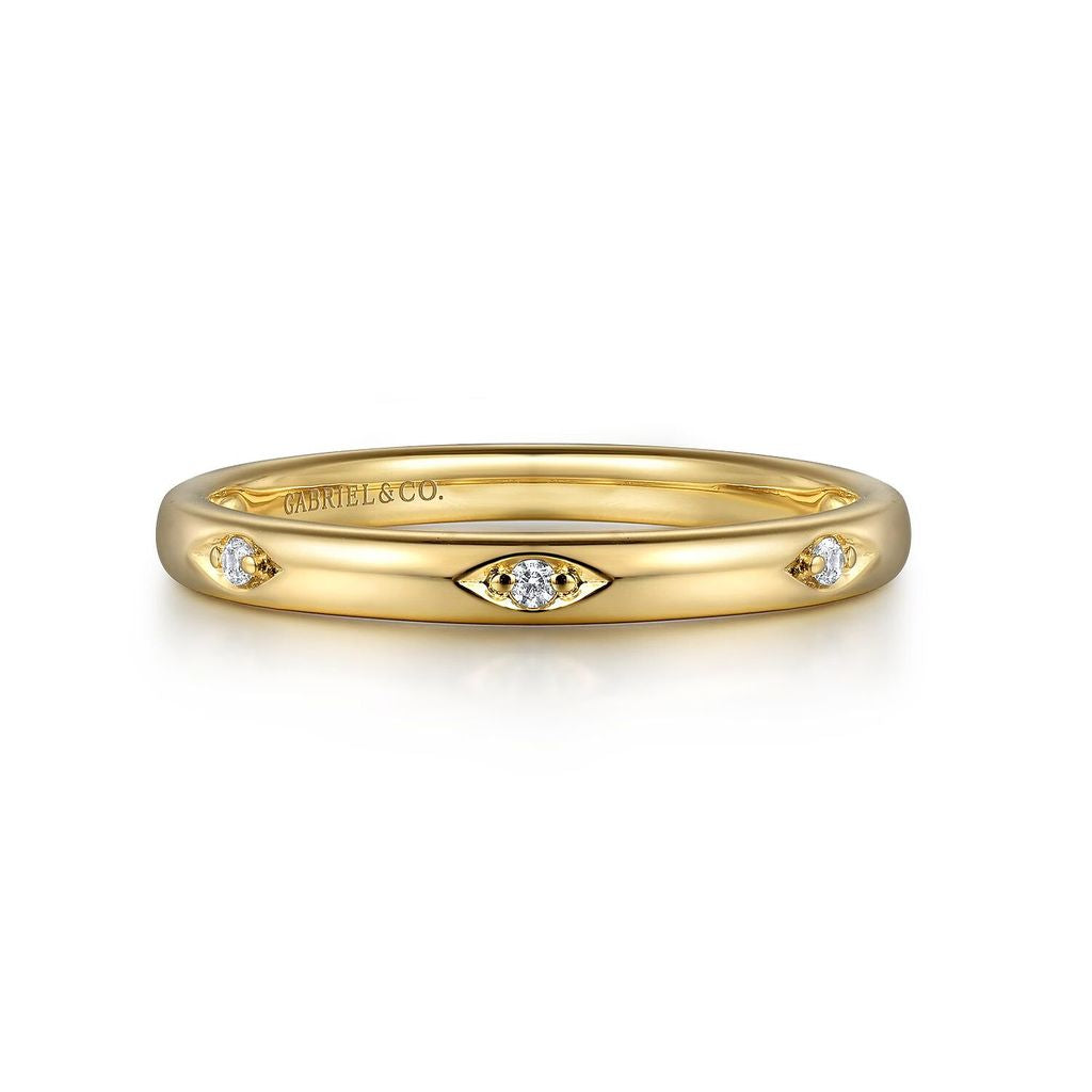 Stackable 14k Yellow Gold and Diamond Band