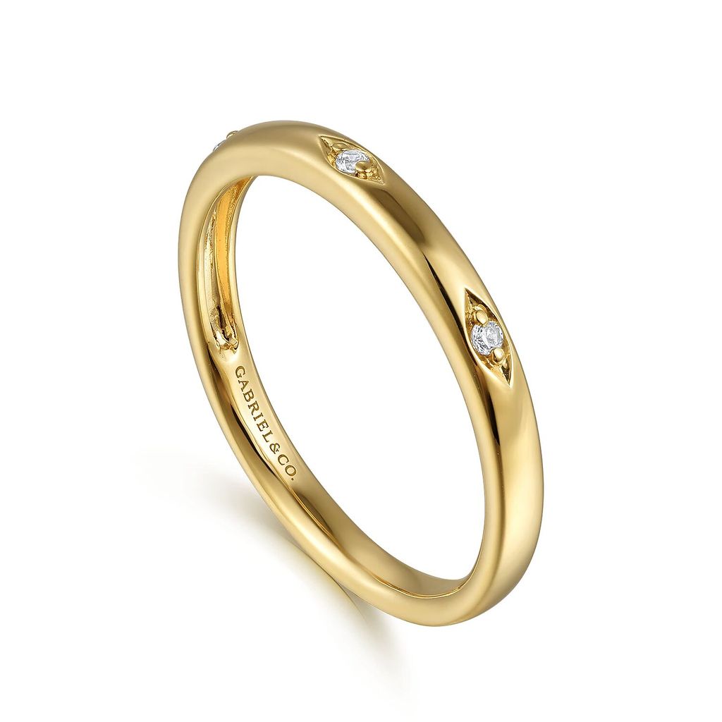 Stackable 14k Yellow Gold and Diamond Band