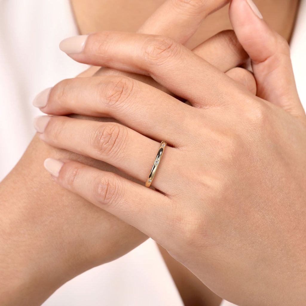 Stackable 14k Yellow Gold and Diamond Band