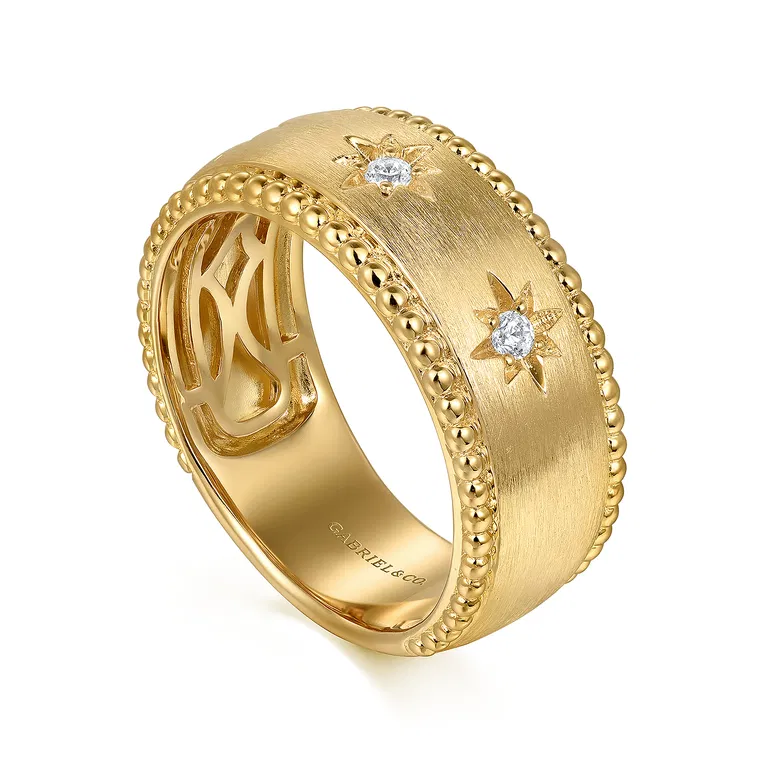Wide Band Ring with Bujukan Beading Detail