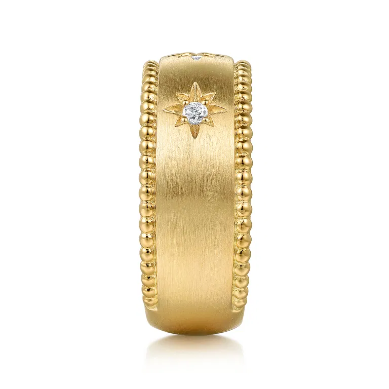 Wide Band Ring with Bujukan Beading Detail