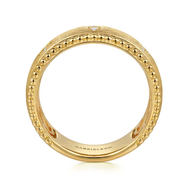 Wide Band Ring with Bujukan Beading Detail