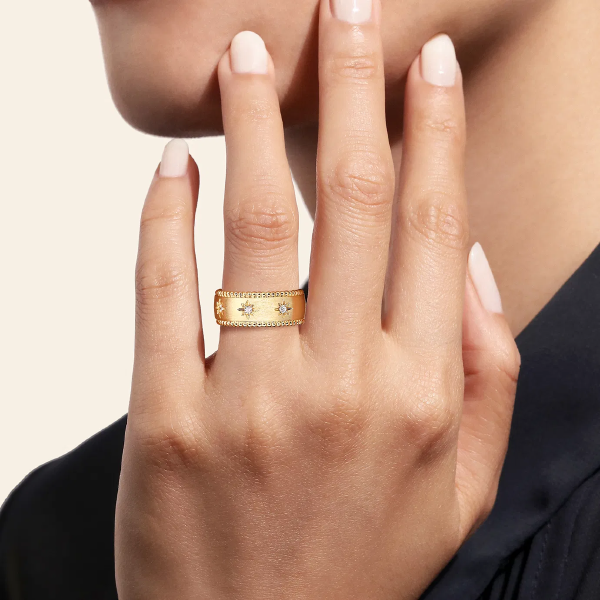 Wide Band Ring with Bujukan Beading Detail