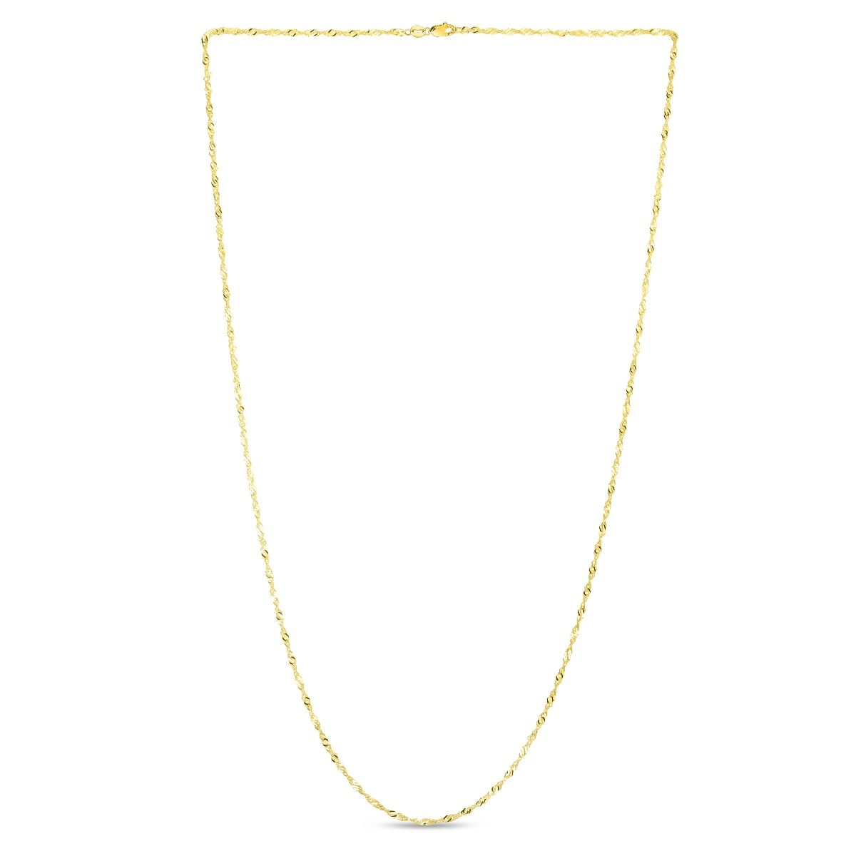 Delicate 1.5mm Singapore Chain 16” Necklace in 14k Yellow Gold