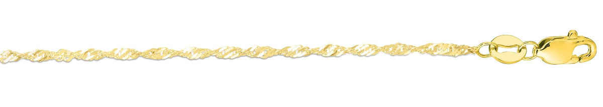 Delicate 1.5mm Singapore Chain 16” Necklace in 14k Yellow Gold