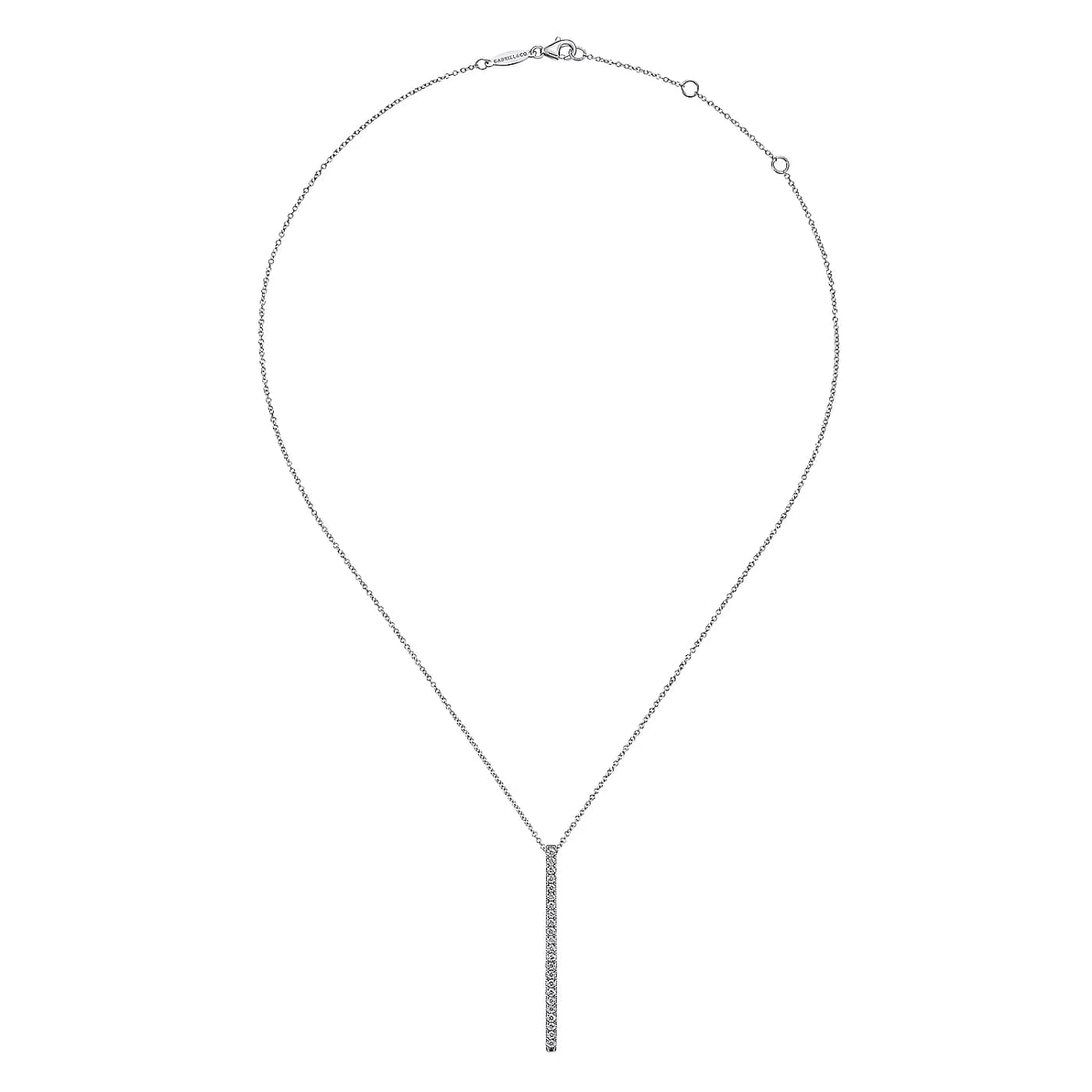 Diamond Bar Pendant Necklace in White Gold, 0.48 cttw