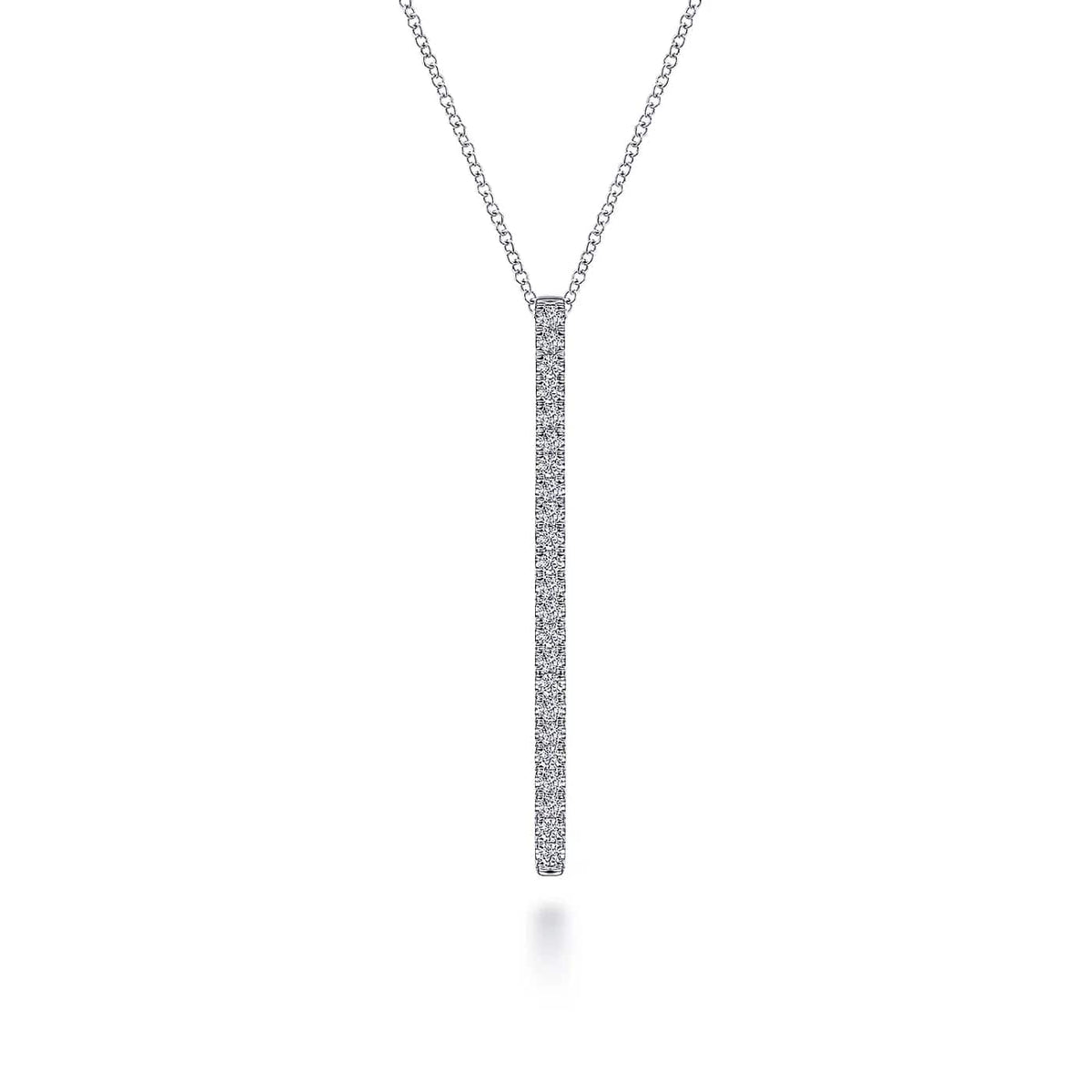 Diamond Bar Pendant Necklace in White Gold, 0.48 cttw