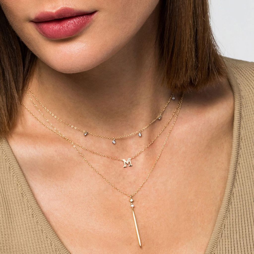 Diamond Drop Pendant with Bar Dangle