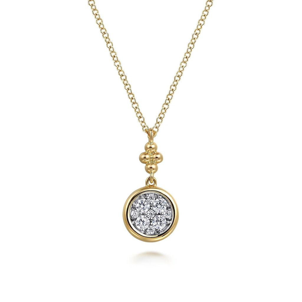Round Diamond Cluster Pendant with Bujukan Bead Detail