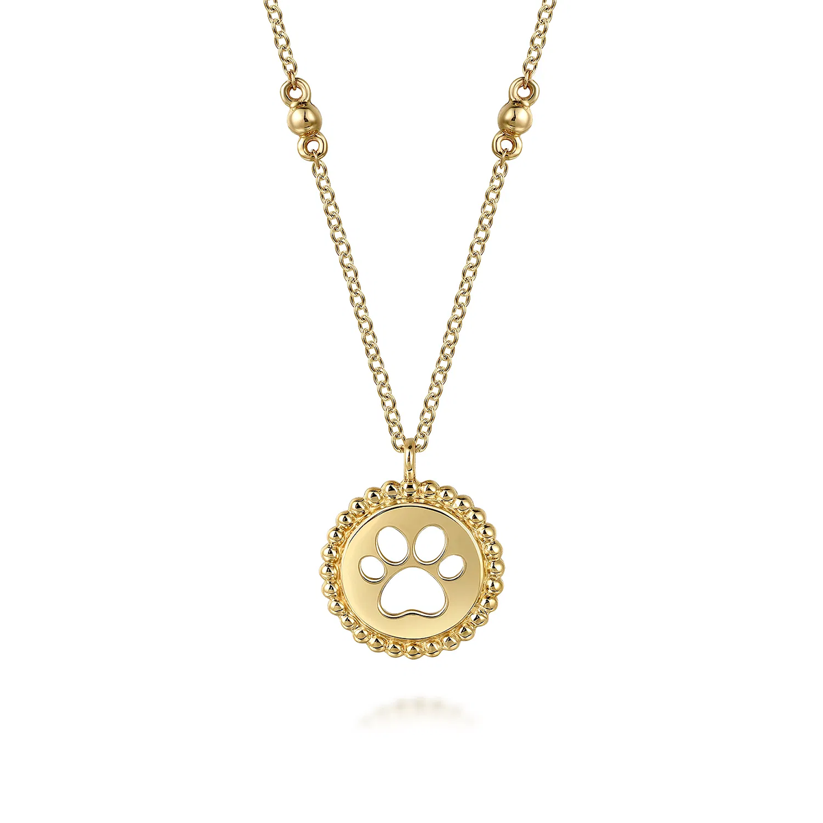 Open Paw Print Pendant on Beaded Chain