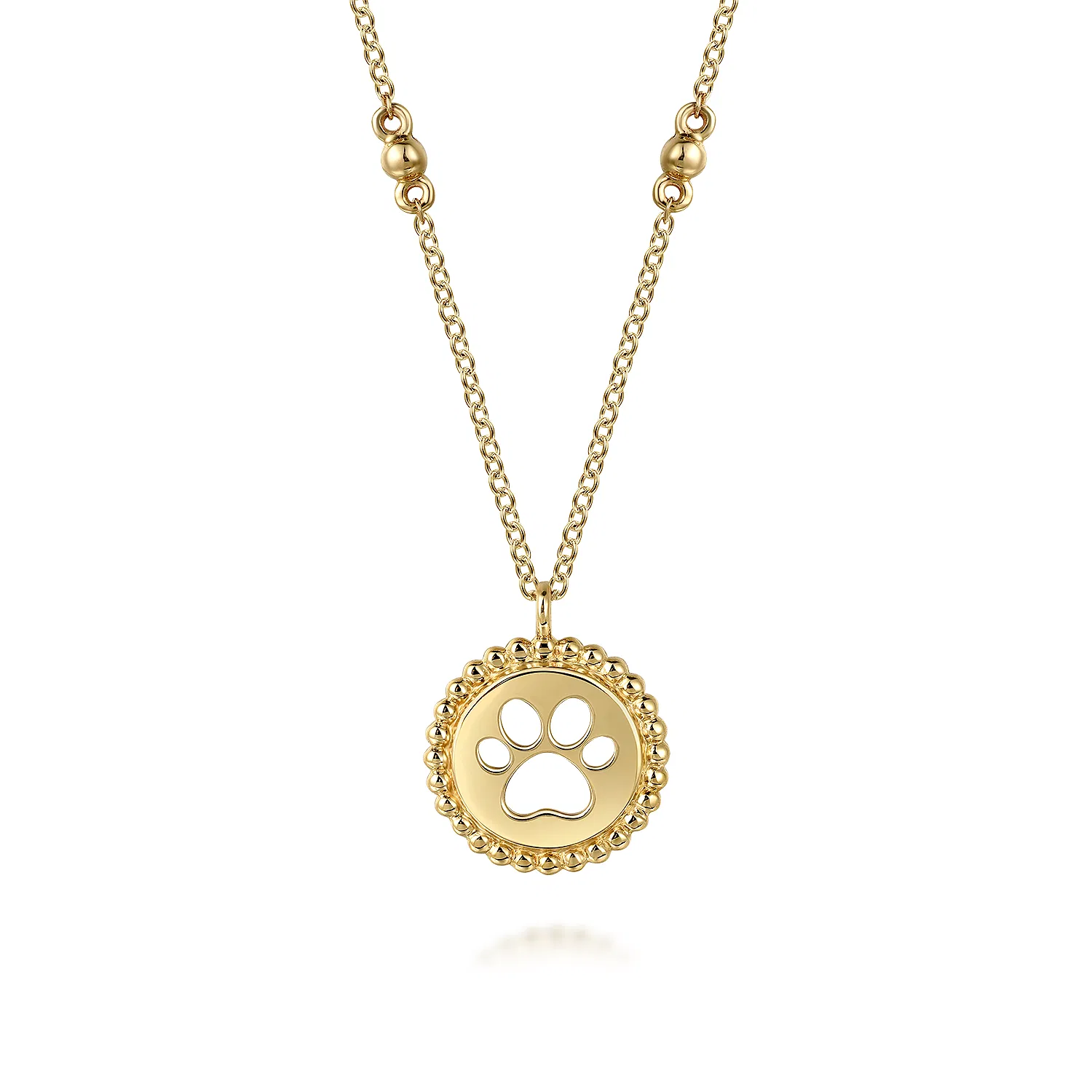 Open Paw Print Pendant on Beaded Chain