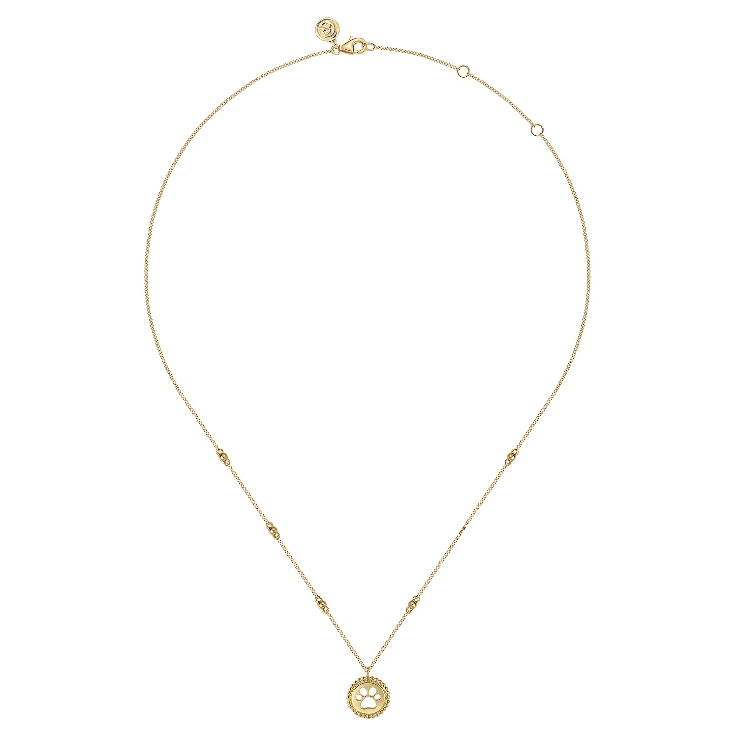 Open Paw Print Pendant on Beaded Chain