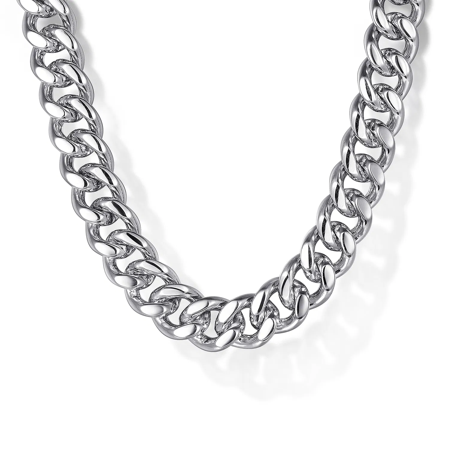 Sterling Silver Solid Cuban Link Necklace, 22"