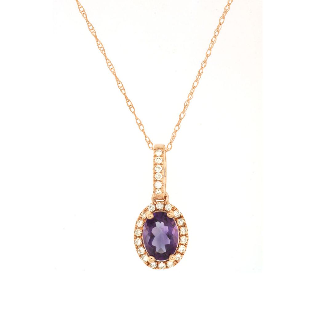 Amethyst and Diamond Halo Pendant
