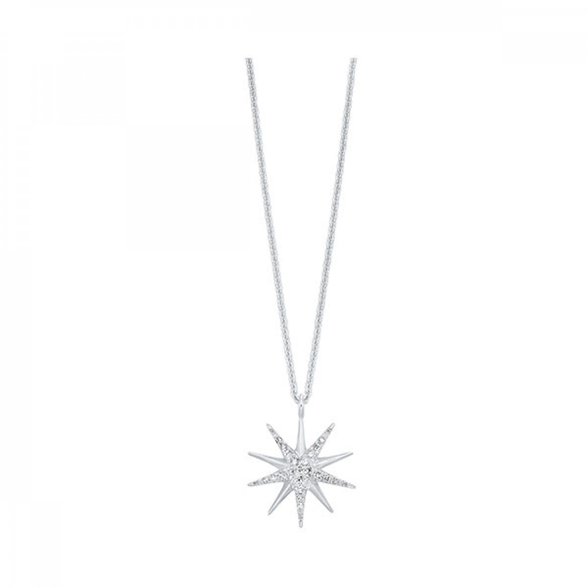 Diamond Starburst Pendant in Sterling Silver